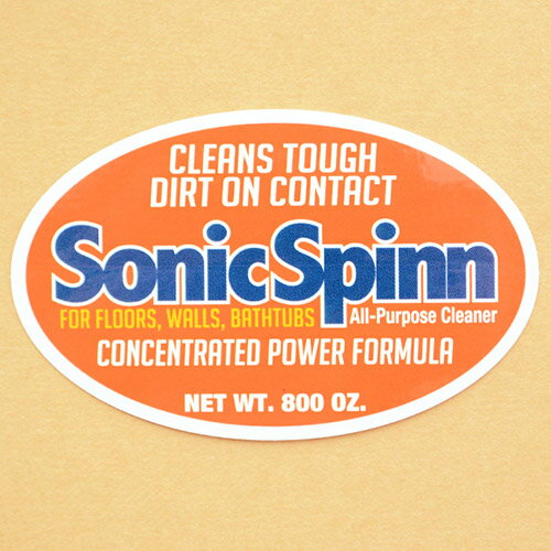 アドバタイジングステッカー L Sonic Spinn オレンジ/ホワイト 楕円形 オーバル シール アメリカン 防水仕様 #011 SSS