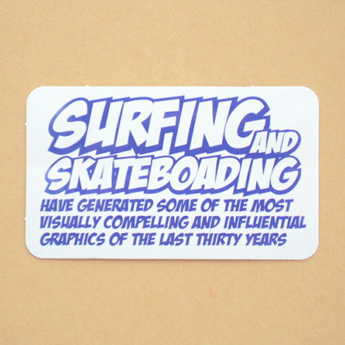 アドバタイジングステッカー(S) Surfing&Skateboading サーフィン スケボー ホワイト/ブルー 長方形 シール アメリカン 防水仕様 JE-S42