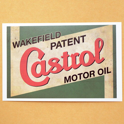 ガレージステッカー/シール Castrol Motor Oil カストロール モーターオイル(ヨコ/グリーン) GS-007