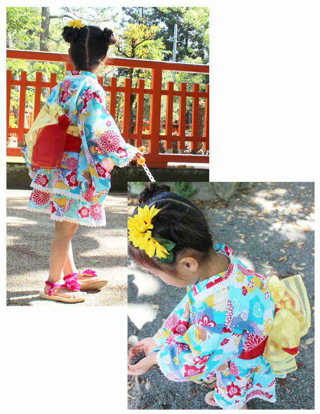 キッズ浴衣4点セット子供浴衣ドレスゆかたドレスセパレート花柄ゆかた女の子ガールズ90cm100cm110cm120cm130cm140cm