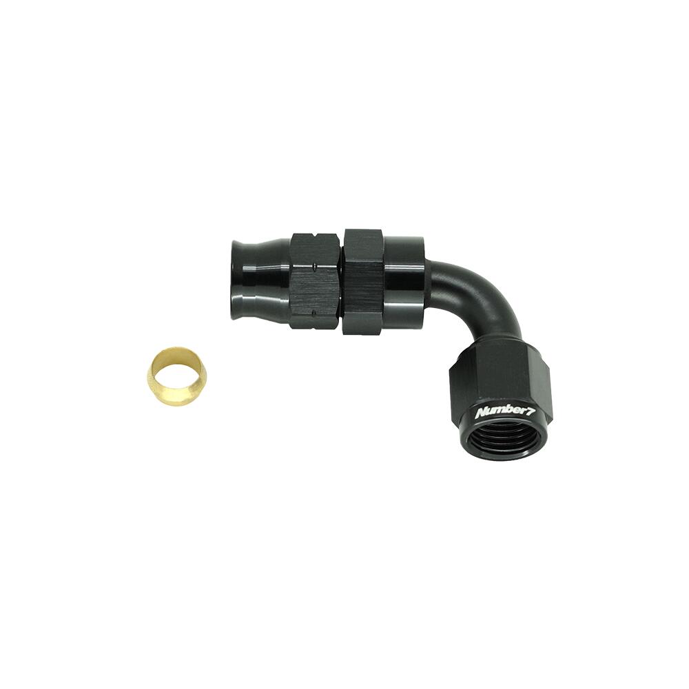 【 Number7 】90°FITTING TUBE TO FEMALE AN ADAPTER 90°フィッティングアダプター ANメス Black Titan..