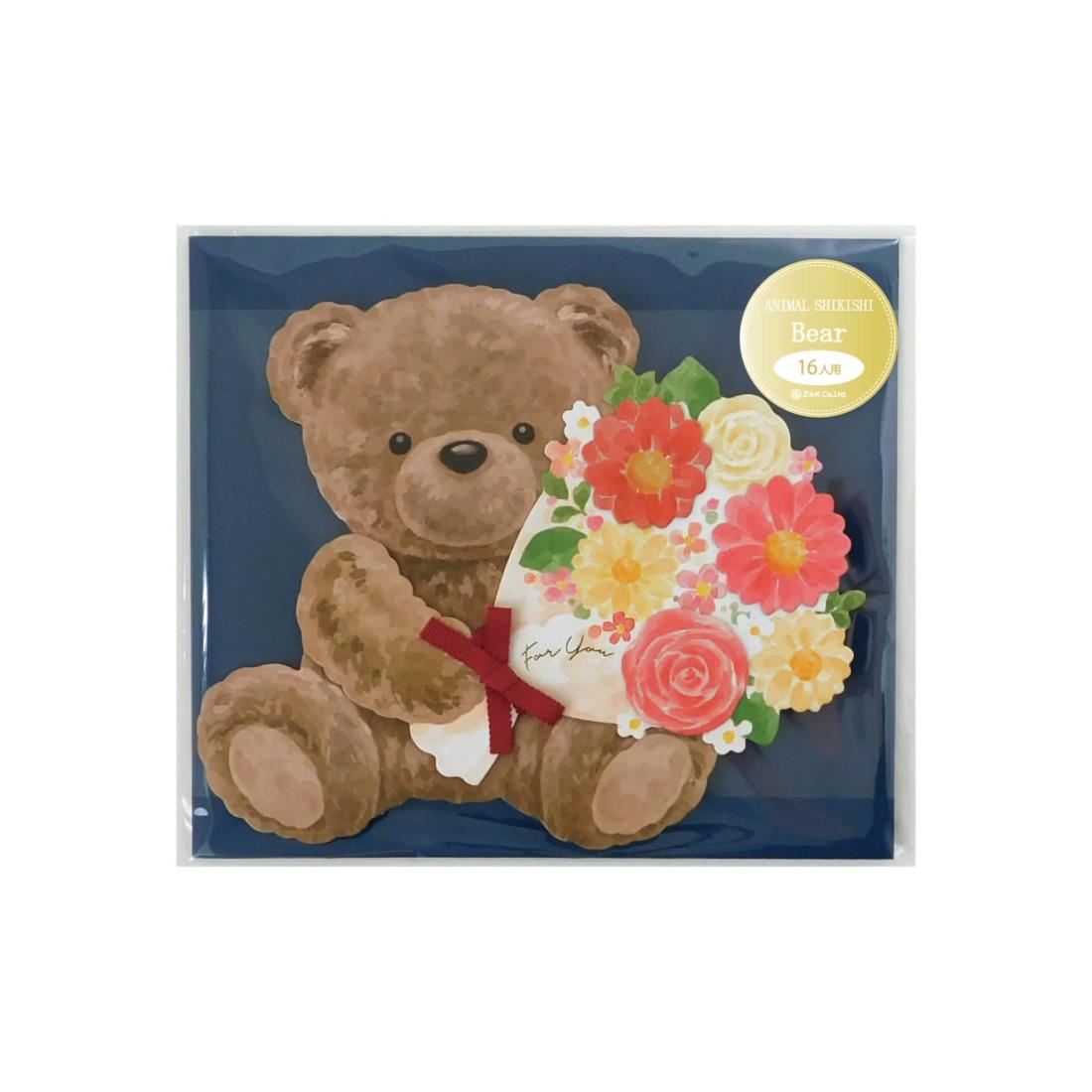 ゼットアンドケイ アニマル色紙 寄せ書き メッセージシール16枚入り (くま)