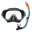 REEFTOURER シュノーケリング シュノーケル マスク スノーケル 大人用 2点セット シリコーン製 ブラックスモークブルー RC0117