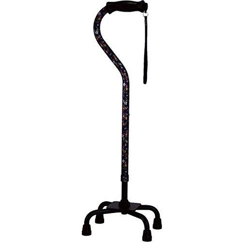 【非課税】島製作所 四点杖 オールアルミクオッドケインおしゃれ四点式ロータイプ 花柄紺