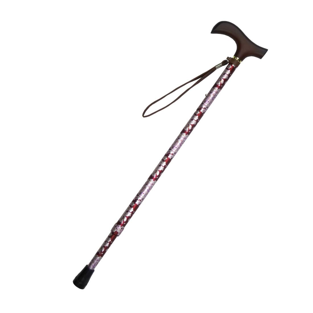 ウェルファン 夢ライフステッキ 柄杖伸縮型 スリムタイプ 桜ワイン