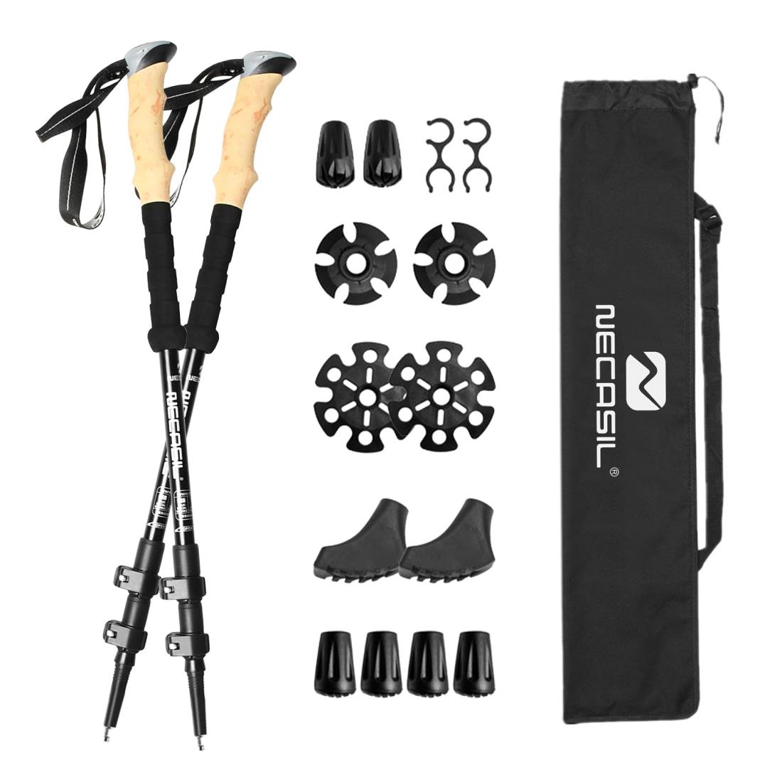 トレッキングポール アルミ製 2本セット コルクグリップ 登山ストック 105-125cm調整可能 軽量 登山杖 ..