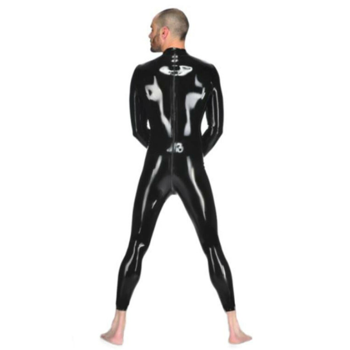 ラバーキャットスーツ バックジッパー/ソックス無し/黒色 ラバースーツキャットスーツCATSUIT