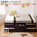 セミシングルベッド 収納付き ベット シンプルデザイン 大容量 チェストベッド SchranK シュランク 薄型スタンダード ボンネルコイル マットレス付き セミシングル