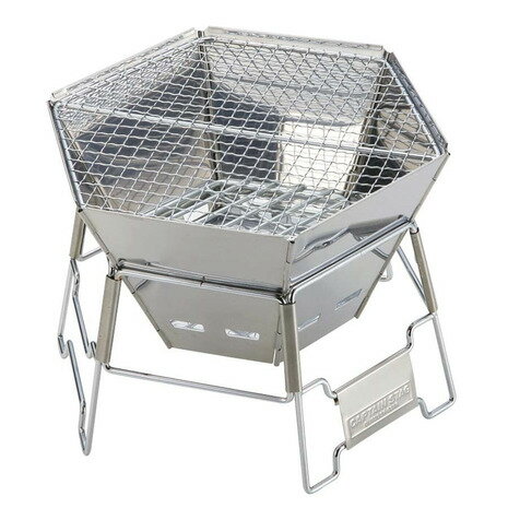 【5点10%OFF!まとめ買いクーポン☆8/11迄】キャプテンスタッグ(CAPTAIN STAG) 焚き火 焚火台 キャンプ 焚き火台 ヘキサ ステンレスファイアグリル(M)M-6498 (メンズ、レディース、キッズ)