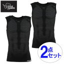 POLEWARDS(メンズ)ノースリーブ インナー 2枚セット ドライコンフォートメッシュアンダー PW2HJU07 BLK ブラック 専用洗濯ネット付