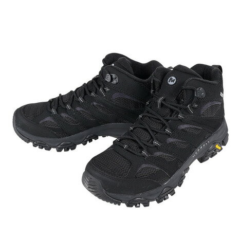 Merrell - メレル（MERRELL）（メンズ）ハイキングシューズ 登山靴 山登り モアブ 3 シンセティック ミッド ゴアテックス 500249 TRIPLE BLK 防水透湿