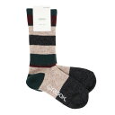 ラソックス(rasox)(メンズ、レディース)トレッキング ソックス 靴下 マルチボーダーウール クルーソックス CA152CR03-517 フォレストグリーン