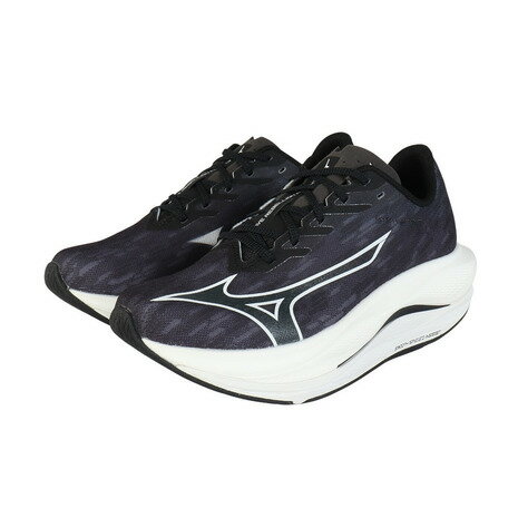  ミズノ（MIZUNO）（メンズ）ランニングシューズ 部活 ウエーブ リベリオン フラッシュ 3 ワイド ブラック ホワイト J1GC253701