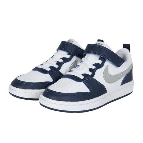 ナイキ（NIKE）（キッズ）リトルキッズシューズ スニーカー スポーツシューズ コート ボロー LOW リクラフト ホワイト ブルー DV5457-135