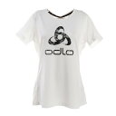 オドロ(ODLO) エレメント クルーネック半袖シャツ 313111-10687white-placed print (Lady's)