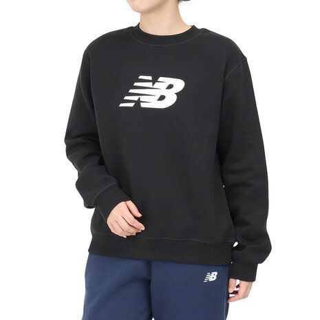 ニューバランス（new balance）（レディース）スポーツフリース ロゴ クルー 起毛 スウェットシャツ WT43526BK