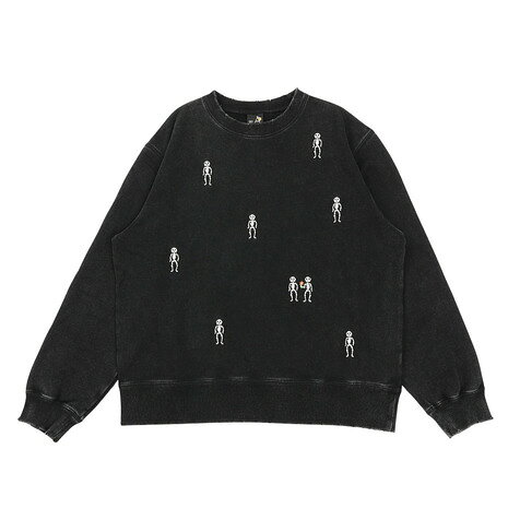 ゴースローキャラバン（GOSLOWCARAVAN）（メンズ）ほねほね ちょいボロ加工クルーネックスウェット 356104 BLK