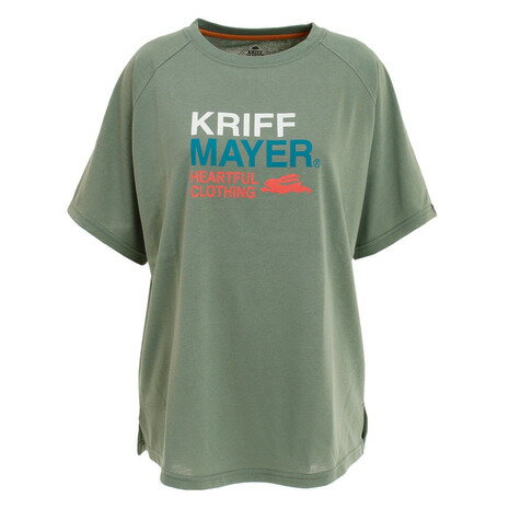 クリフメイヤー（KRIFF MAYER）（レディース）3カラーロゴ半袖Tシャツ 2147812L-65 GREEN ティーシャツ トップス カジュアル クルーネック ドルマン