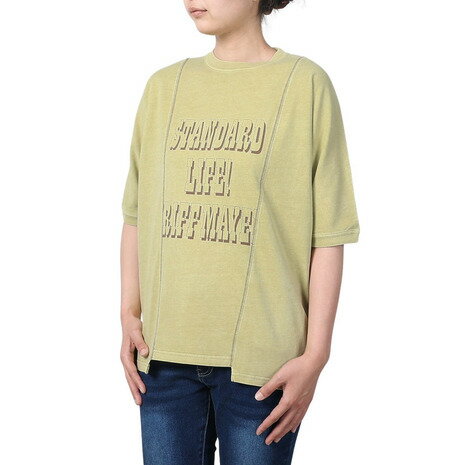 クリフメイヤー（KRIFF MAYER）（レディース）リメイク風 ピグメント モモンガ 半袖Tシャツ 2347203L-64 L/GREEN