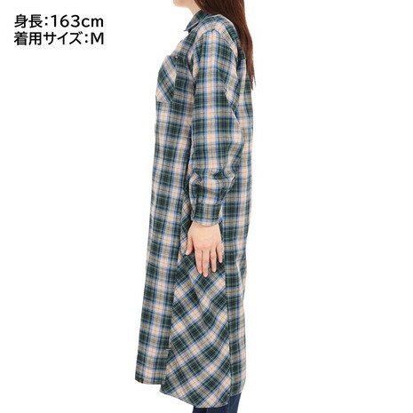 クリフメイヤー（KRIFF MAYER）（レディース）ワンピース 長袖 ビエラシャツワンピース 2315803L-65:GREEN グリーン