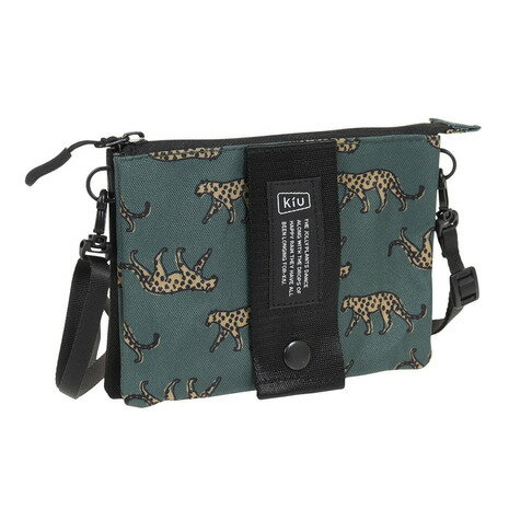 キウ（Kiu）（メンズ、レディース）サコッシュ エチケットポーチ K188-175 レオパード ダークグリーンのサムネイル