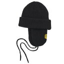 キウ(Kiu)(メンズ、レディース)ニット帽 ニットキャップ 2WAY YARN イヤーフラップビーニー K381-900 ブラック 汚れにくい