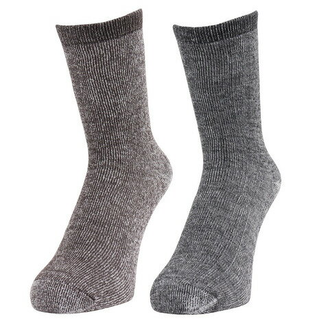 クー（Coo.）（メンズ）3層 クルー丈 ソックス 2足組 894Q4GSA0091 BRN 吸湿 発熱