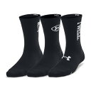 アンダーアーマー(UNDER ARMOUR)(レディース)エッセンシャル ノベルティ クルー ソックス 3足組 1382942 001 黒