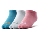 アンダーアーマー(UNDER ARMOUR)(レディース)ノーショー ソックス 3足セット 1359233 697