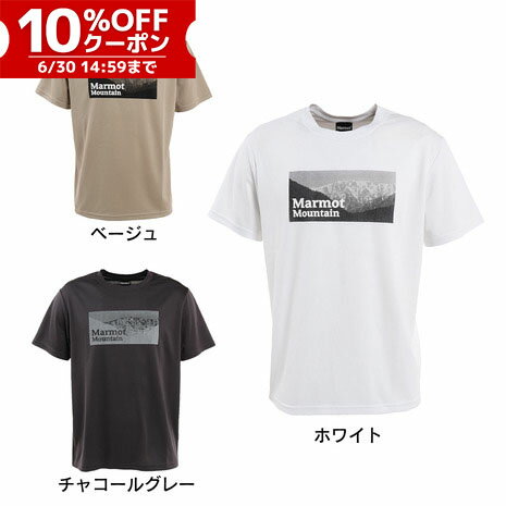 【10%OFFクーポン対象 6/30 15時迄】マーモット（Marmot）（メンズ）Mountain Photoハーフスリーブティー ホワイト TOMTJA80XB 半袖Tシャツ プリント トップス カジュアル アウトドア スポーツ