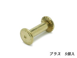 ネジカシメ ブラス 直径9mm×足の長さ15mm　線径4.5mm 5ヶ【メール便選択可】 [ぱれっと] レザークラフト金具 ネジカシメ 組ネジ