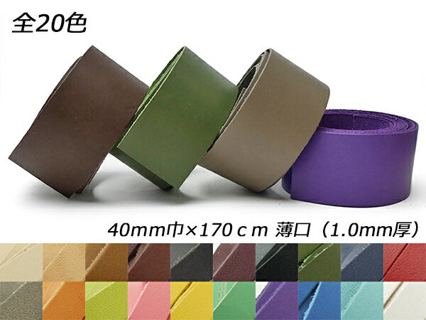 樂天商城 - ドエリアレース 薄口 全20色 40mm巾×170cm 1.0mm厚 1本[レザークラフトぱれっと] レザークラフト革ひも レース ヌメ革レース