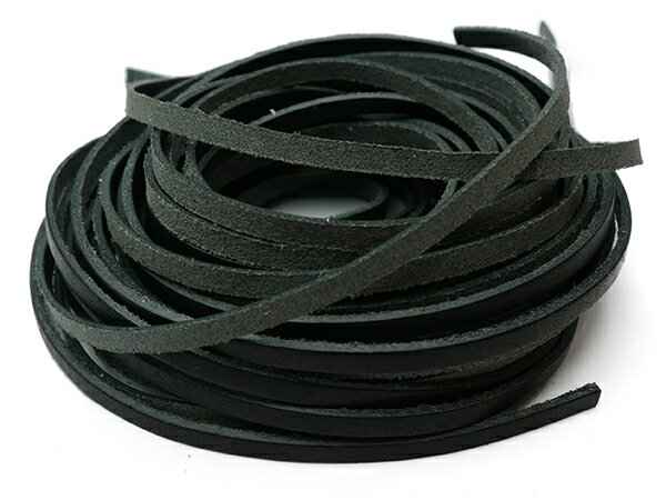 革ひも（牛ヌメ） 黒 4mm巾×180cm 1.4mm 4本入【メール便選択可】 [ぱれっと] レザークラフト革ひも レース ヌメ革レース