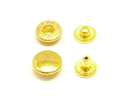 【箱売り】バネホック 大 ゴールド φ13mm｜足の長さ7mm 1000ヶ【送料無料】 [ぱれっと] レザークラフトまとめ買い（業販） ホック箱売りのサムネイル