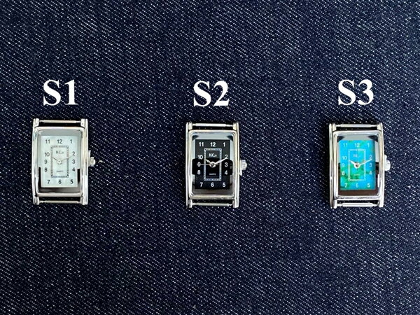 【KC's】腕時計用ムーブメント スクエア 小（レディース） ホワイト/ブラック/ターコイズ 本体約30×22mm、ベルト巾14mm 1ヶ【メール便選択可】 [レザークラフトぱれっと] レザークラフト金具 腕時計用ムーブメント