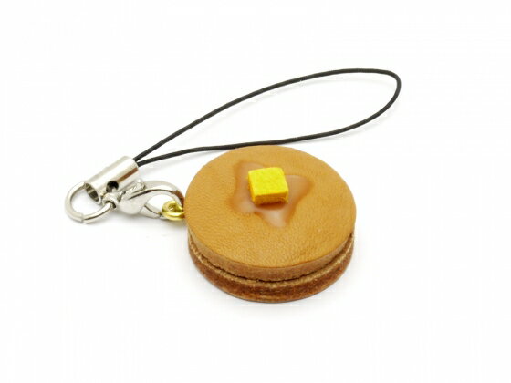 【完成品】こびとのキッチンシリーズ ホットケーキストラップ 直径2.4cm 1ヶ【メール便選択可】 [レザ..
