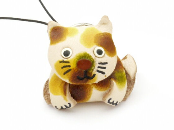 【完成品】リトルアニマルズ ねこストラップ 25mm 1ヶ【メール便選択可】 [レザークラフトぱれっと] レザークラフト完成品 ストラップ
