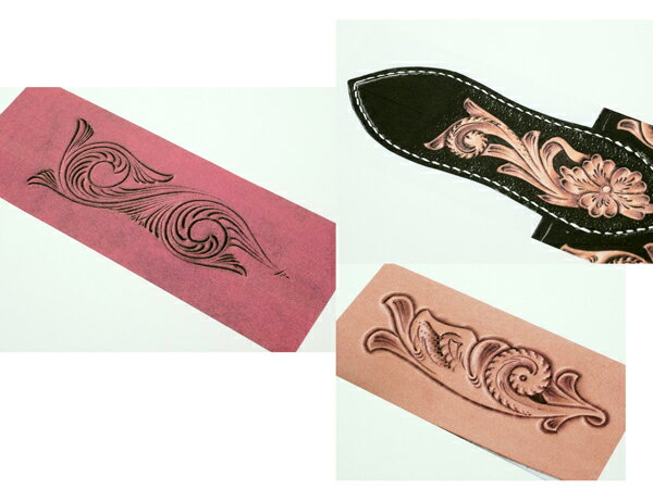 【図案】ウォレット用フラップパターン各種 図案部分 約10×4cm【メール便選択可】 [ぱれっと] レザークラフト型紙 図案 カービング図案