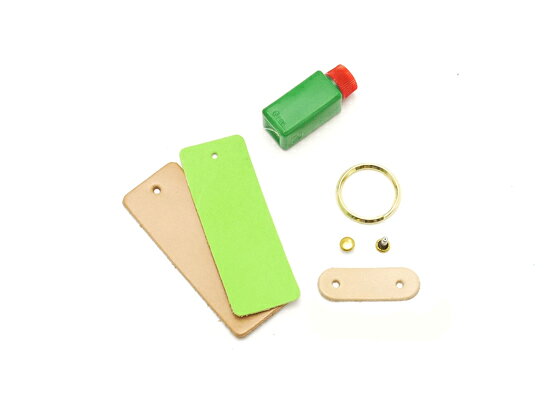 四つ葉の角型キーホルダーキット 黄緑 2.6x7.5cm(本体部分)【メール便選択可】 [レ...
