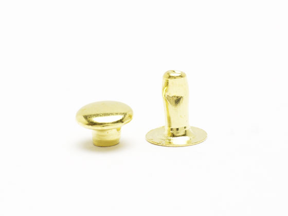 片面カシメ 小 ゴールド φ6mm×足の長さ7mm 10ヶ【メール便選択可】 [クラフト社] レザークラフト金具 片面カシメ