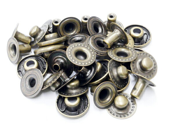 ハンシャセット　特大 アンティック ハンシャ径14mm 10ヶ【メール便選択可】 [ぱれっと] レザークラフト金具 バネホック