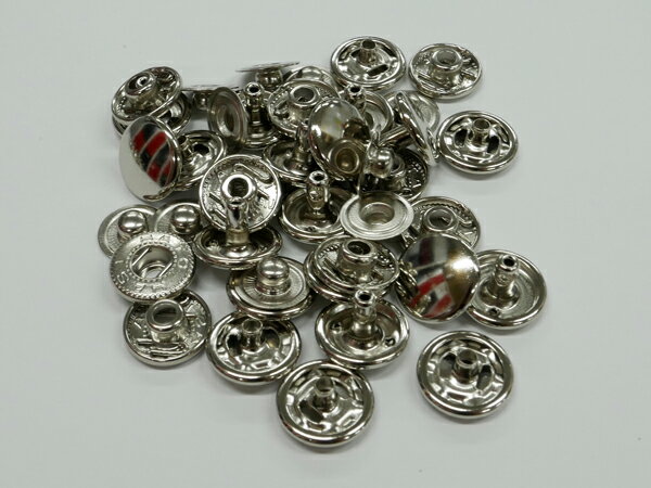 【箱売り】バネホック 両面頭タイプ 大 ニッケル φ13mm｜足の長さ6mm 1000ヶ【送料無料】 [ぱれっと] レザークラフトまとめ買い（業販） ホック箱売り