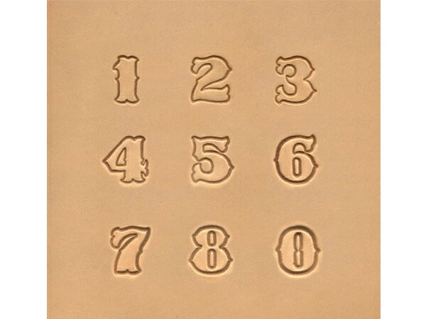 ナンバー刻印セット 大 約19mm 9本【メール便選択可】 [レザークラフトぱれっと] レザークラフト刻印 ..