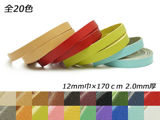 ドエリアレース 全20色 12mm巾×170cm 2.0mm厚 1本【メール便選択可】 [レザークラフトぱれっと] レザークラフト革ひも レース ヌメ革レース