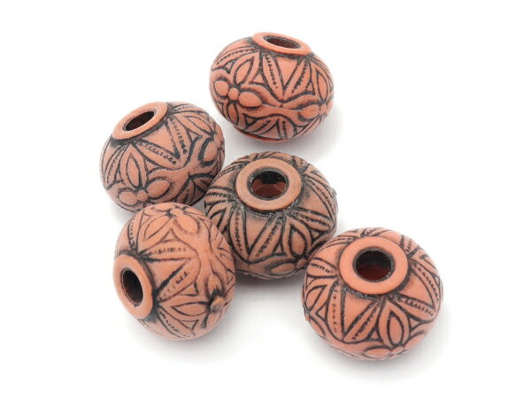 インディアンビーズ テラコッタ 外径15.5mm×長さ12mm 穴径4.0mm 5ヶ【メール便選択...