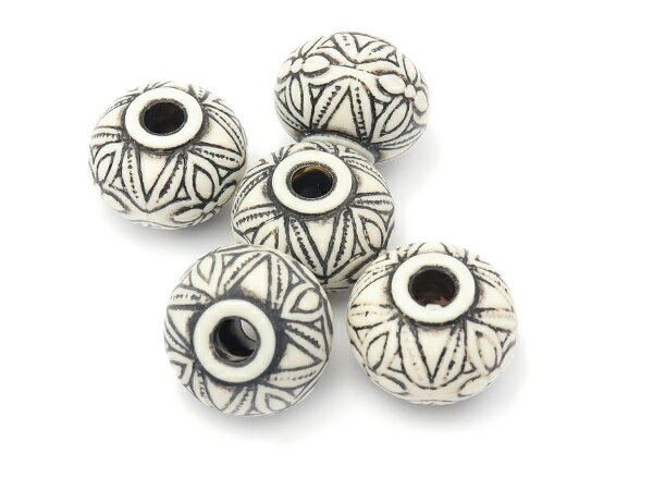 インディアンビーズ ホワイト 外径15.5mm×長さ12mm 穴径4.0mm 5ヶ【メール便選択可...
