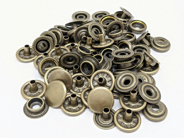 【箱売り】ジャンパーホック　小 アンティック（金ブロ） φ13mm｜足の長さ5mm 1000ヶ【送料無料】 [ぱ..