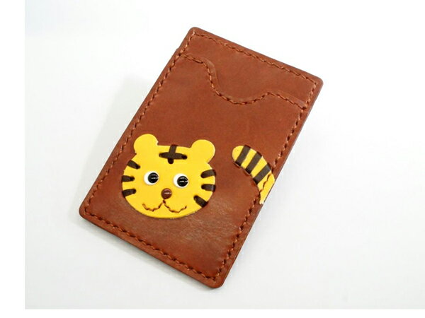 【とらシリーズ】とらの小物 パスケースキット チョコ&イエロー 10.8×7cm【メール便選択可】 [レザークラフトぱれっと] レザークラフト皮革キット カードケース 名刺入れ