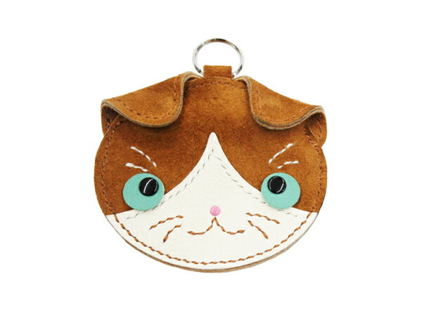 【ねこシリーズ】もふにゃんこの小銭入れキット 茶/黒 10.5×11cm【メール便選択可】 [レザークラフトぱ..