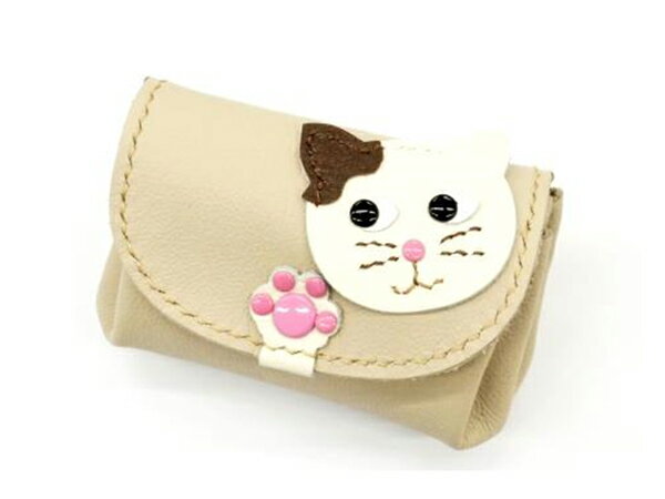 【ねこシリーズ】にゃんこの小物 ぷっくり小銭入れキット ベージュ 約6×10.5×4.5cm【メール便選択可】 ..